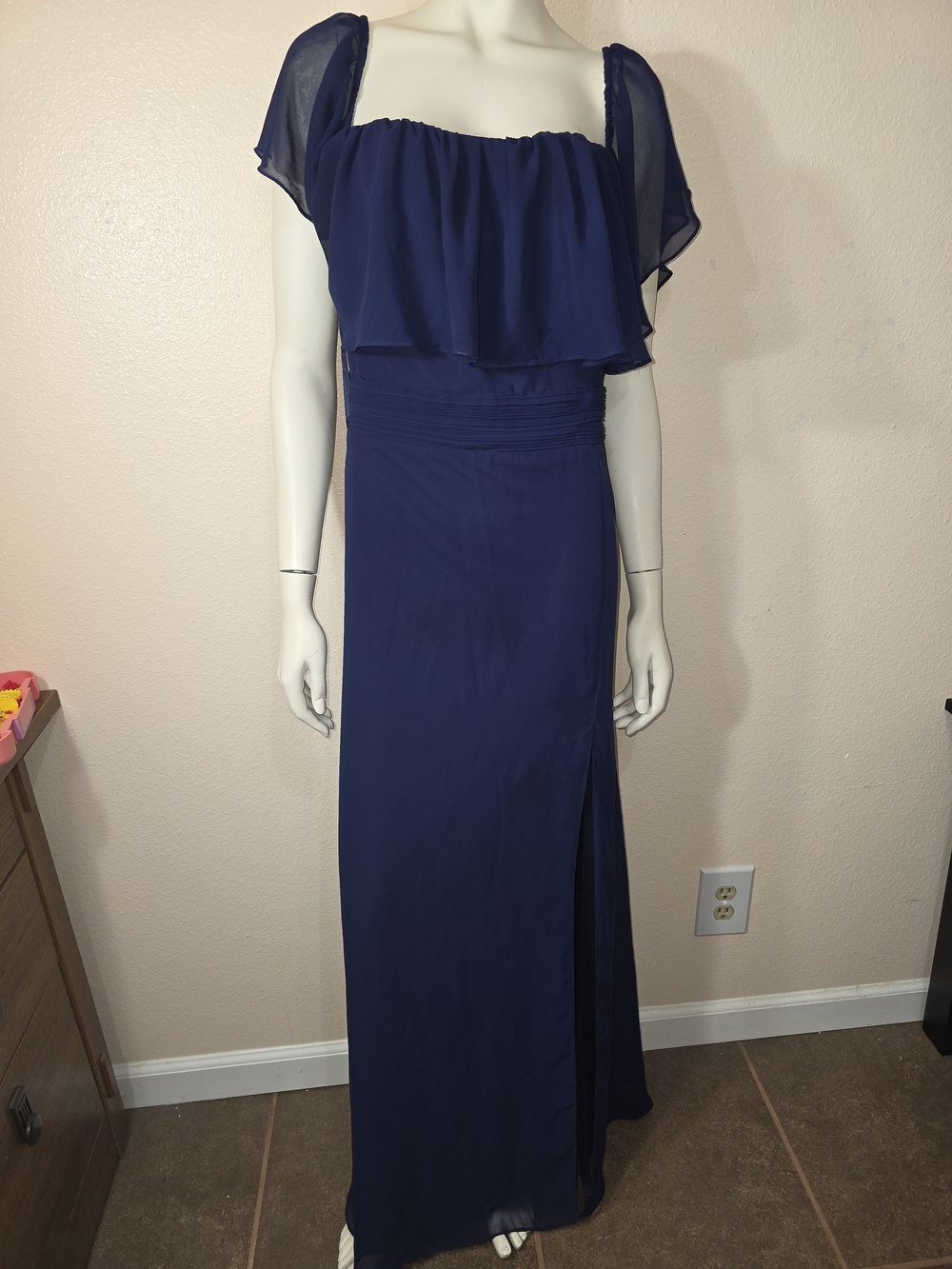 Ever Pretty Navy Blue High-Low Ruffle Gown